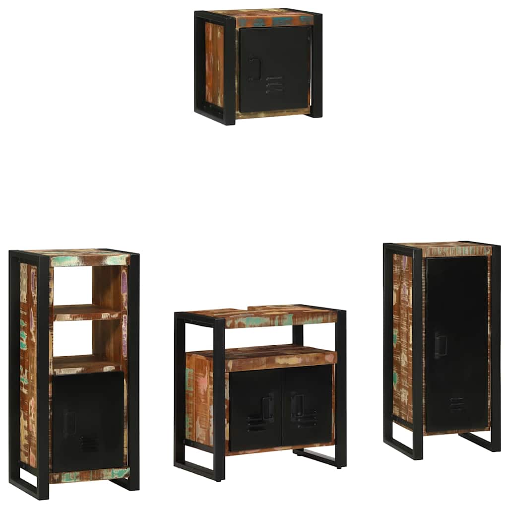Bathroom Furniture Set 4 pcs Multicolour Solid Reclaimed Wood
