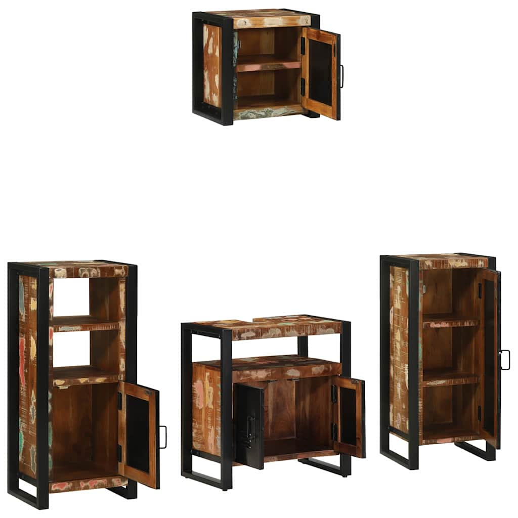 Bathroom Furniture Set 4 pcs Multicolour Solid Reclaimed Wood
