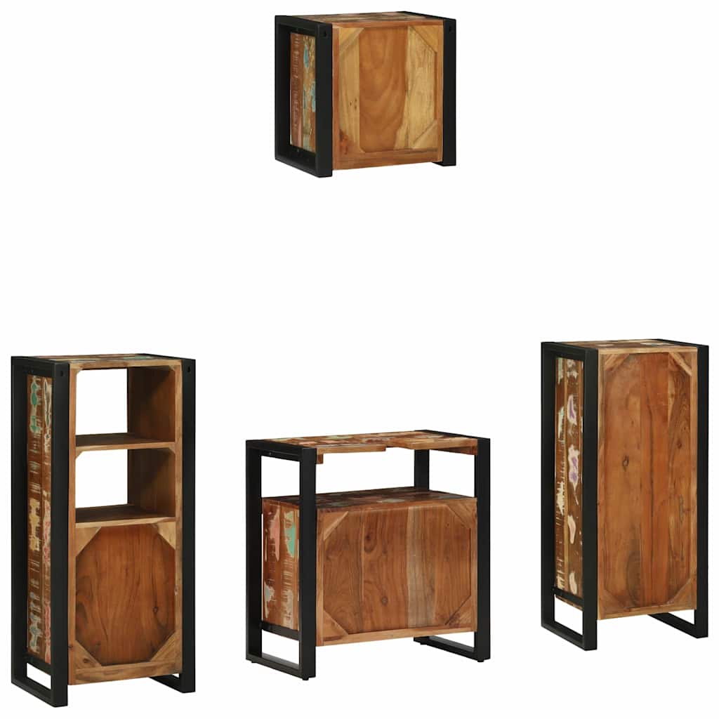 Bathroom Furniture Set 4 pcs Multicolour Solid Reclaimed Wood