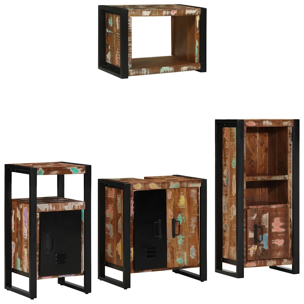 Bathroom Furniture Set 4 pcs Multicolour Solid Reclaimed Wood