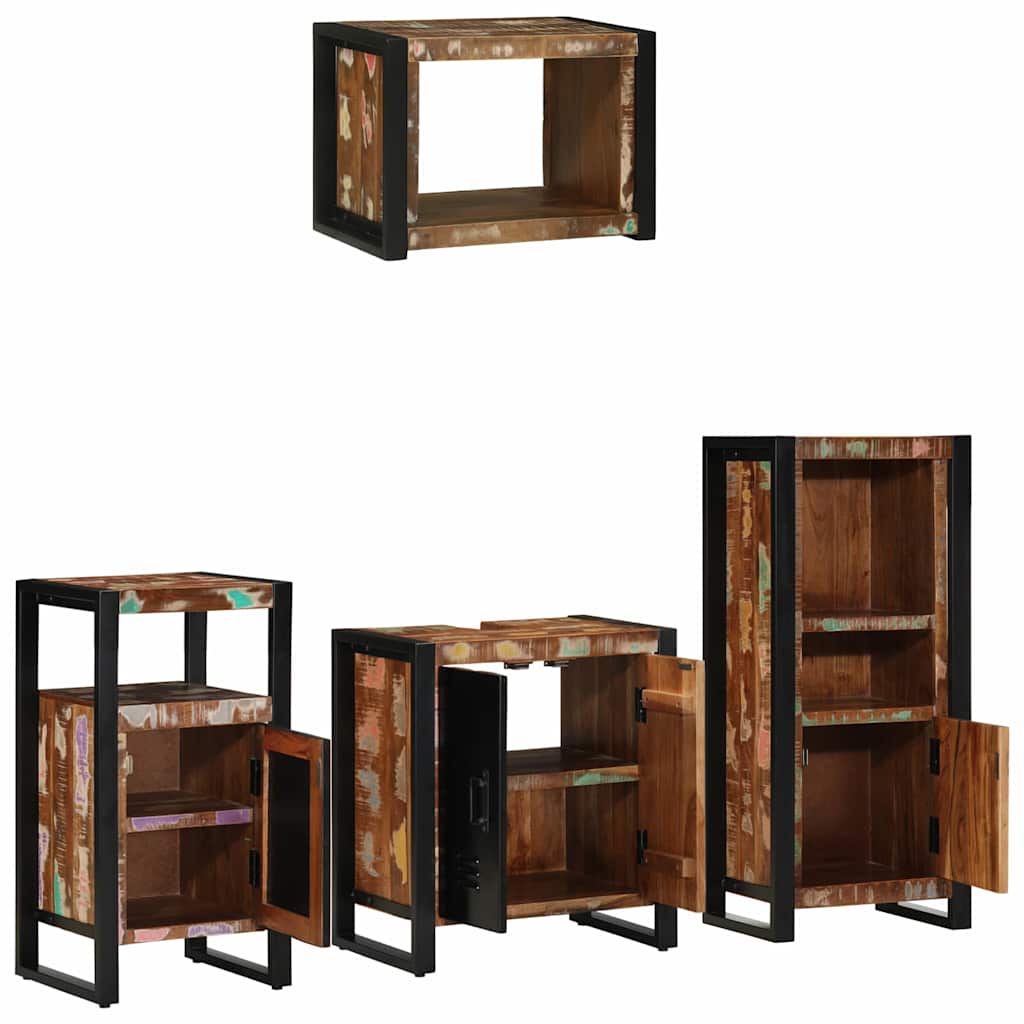 Bathroom Furniture Set 4 pcs Multicolour Solid Reclaimed Wood