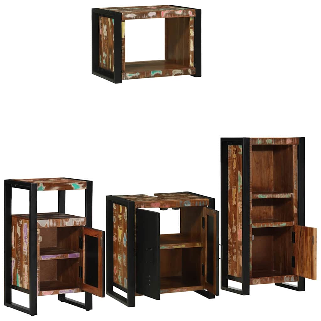 Bathroom Furniture Set 4 pcs Multicolour Solid Reclaimed Wood