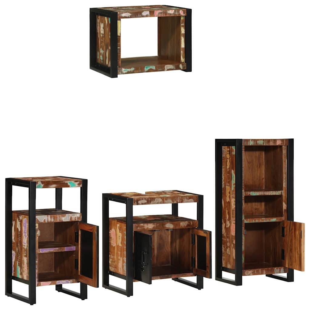 Bathroom Furniture Set 4 pcs Multicolour Solid Reclaimed Wood