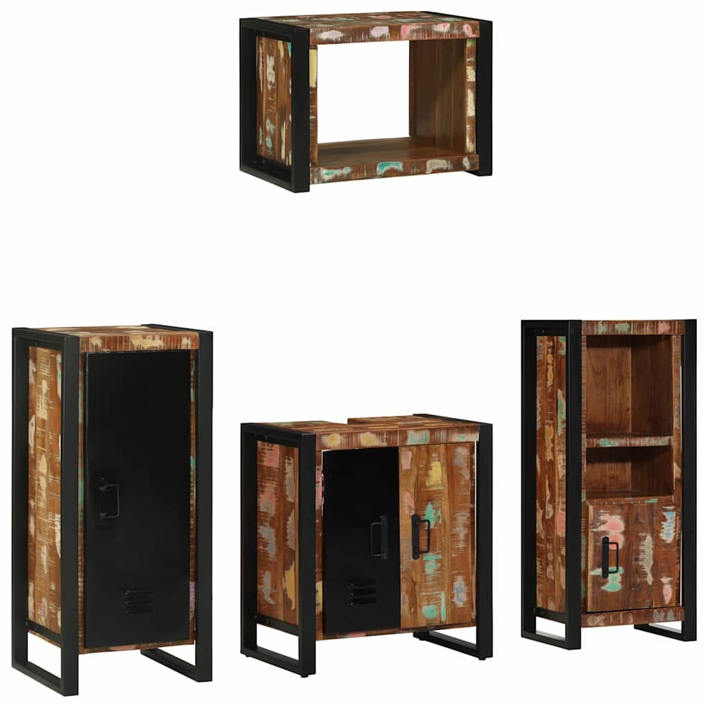 Bathroom Furniture Set 4 pcs Multicolour Solid Reclaimed Wood