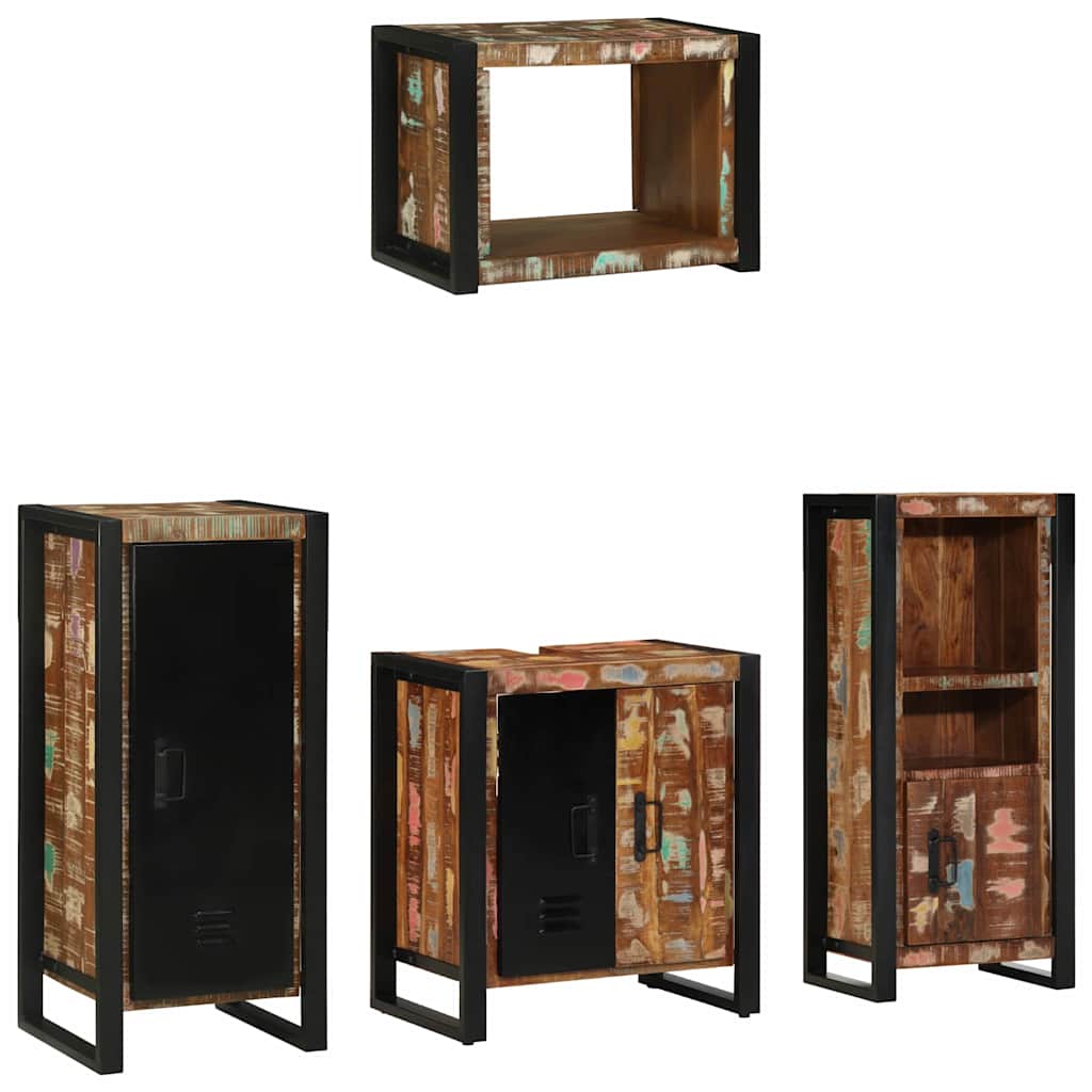 Bathroom Furniture Set 4 pcs Multicolour Solid Reclaimed Wood