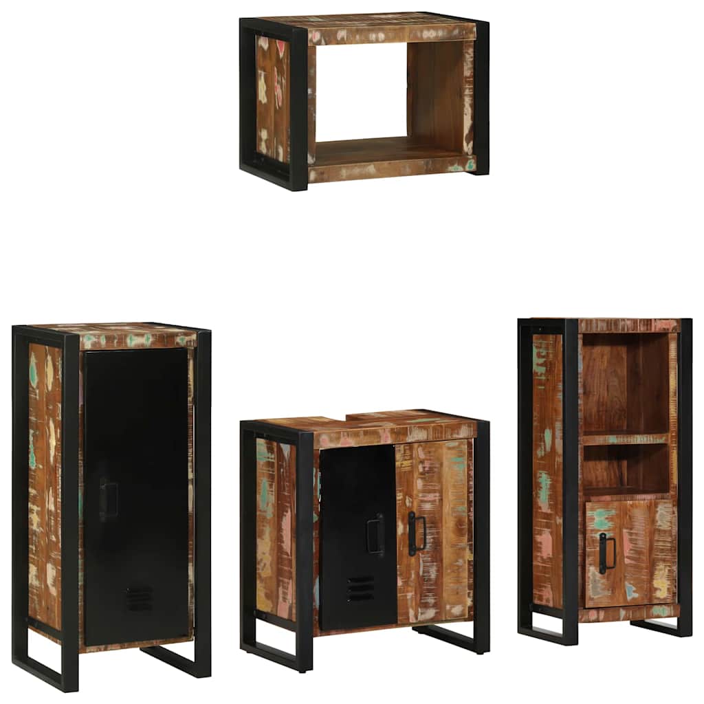 Bathroom Furniture Set 4 pcs Multicolour Solid Reclaimed Wood