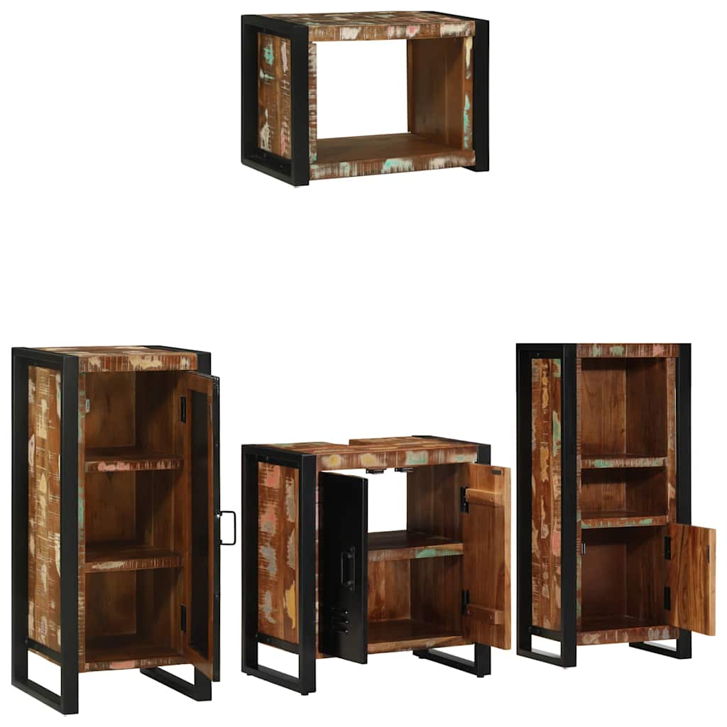 Bathroom Furniture Set 4 pcs Multicolour Solid Reclaimed Wood