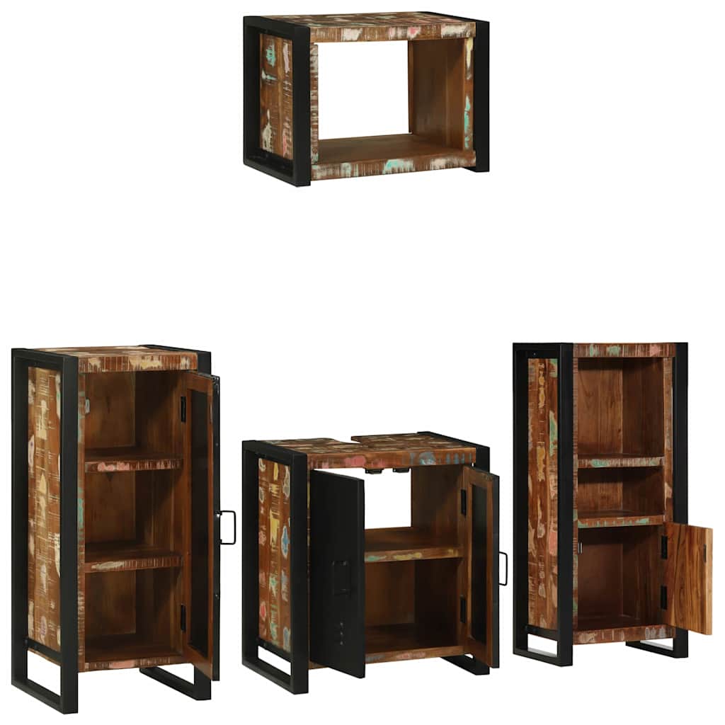 Bathroom Furniture Set 4 pcs Multicolour Solid Reclaimed Wood