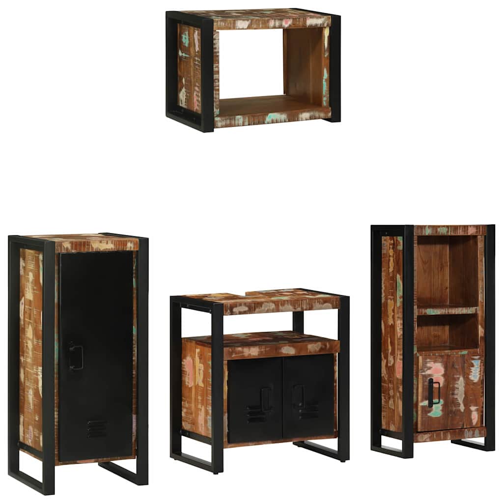 Bathroom Furniture Set 4 pcs Multicolour Solid Reclaimed Wood