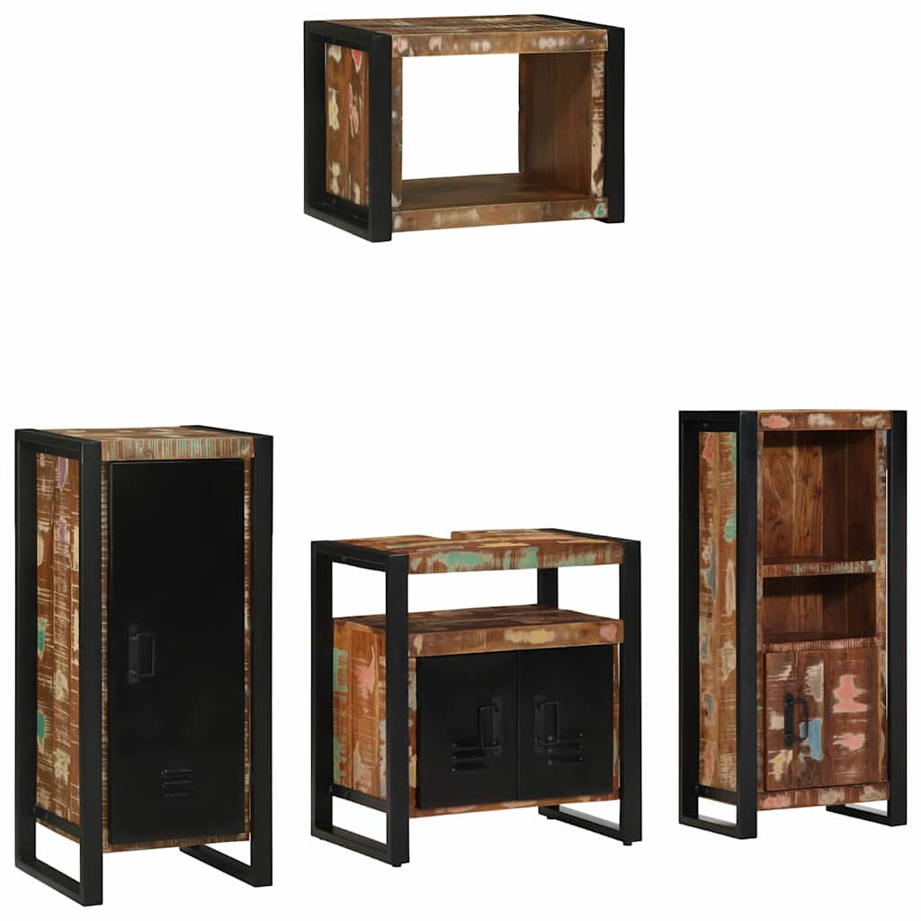 Bathroom Furniture Set 4 pcs Multicolour Solid Reclaimed Wood