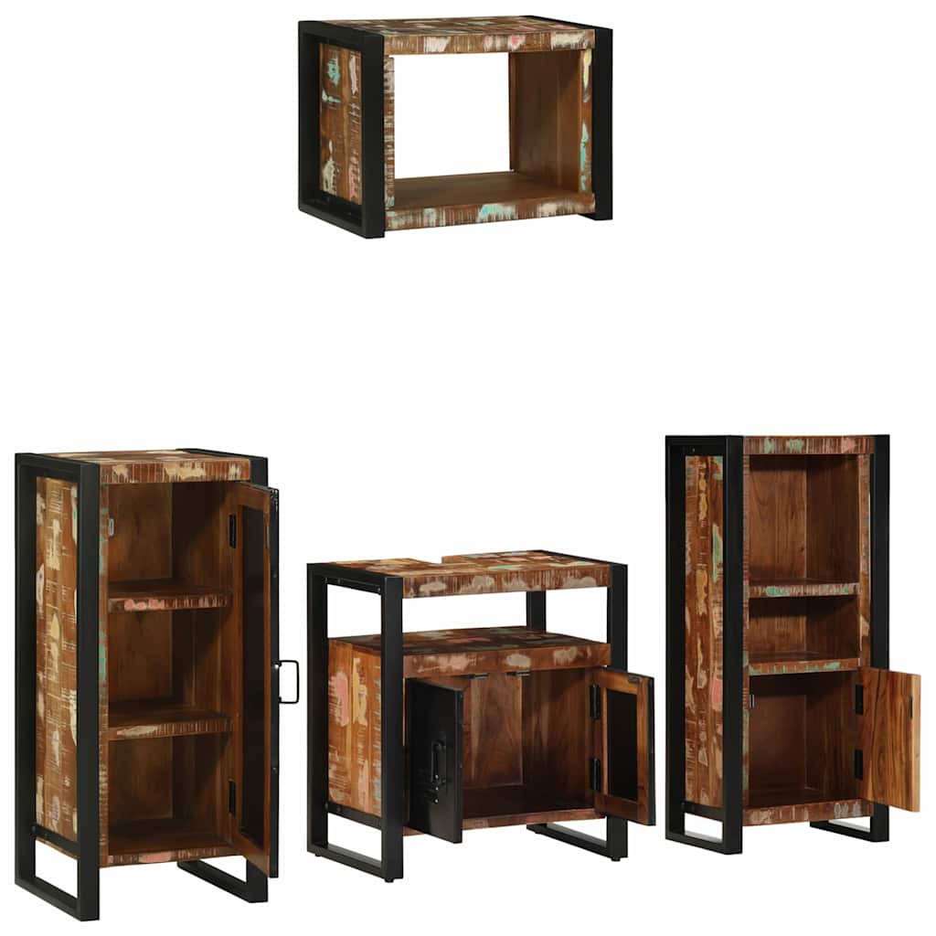 Bathroom Furniture Set 4 pcs Multicolour Solid Reclaimed Wood