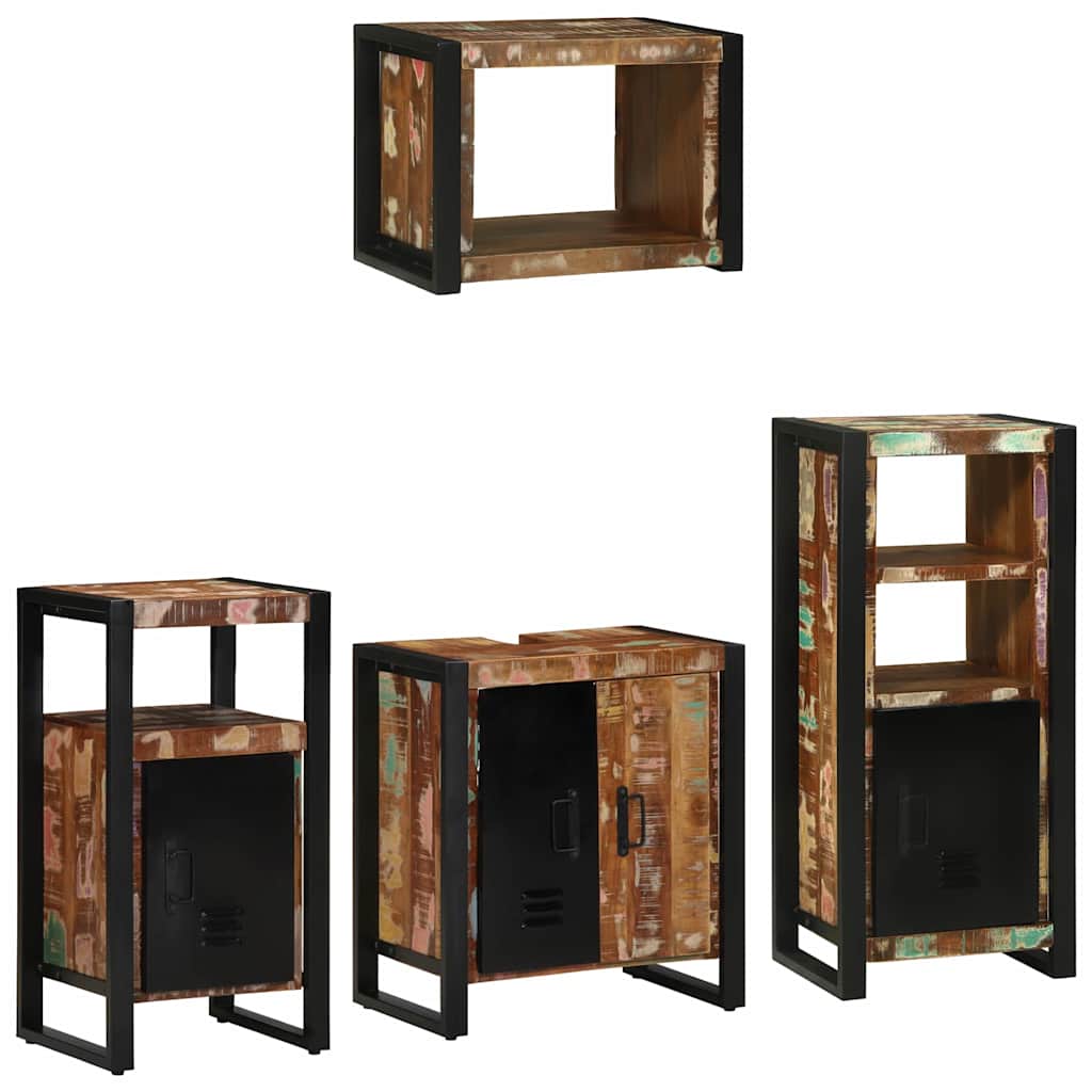 Bathroom Furniture Set 4 pcs Multicolour Solid Reclaimed Wood