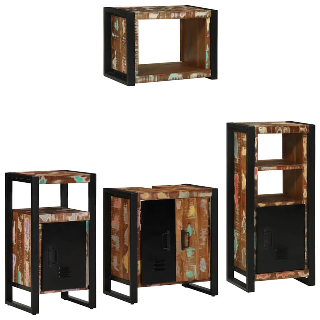Bathroom Furniture Set 4 pcs Multicolour Solid Reclaimed Wood