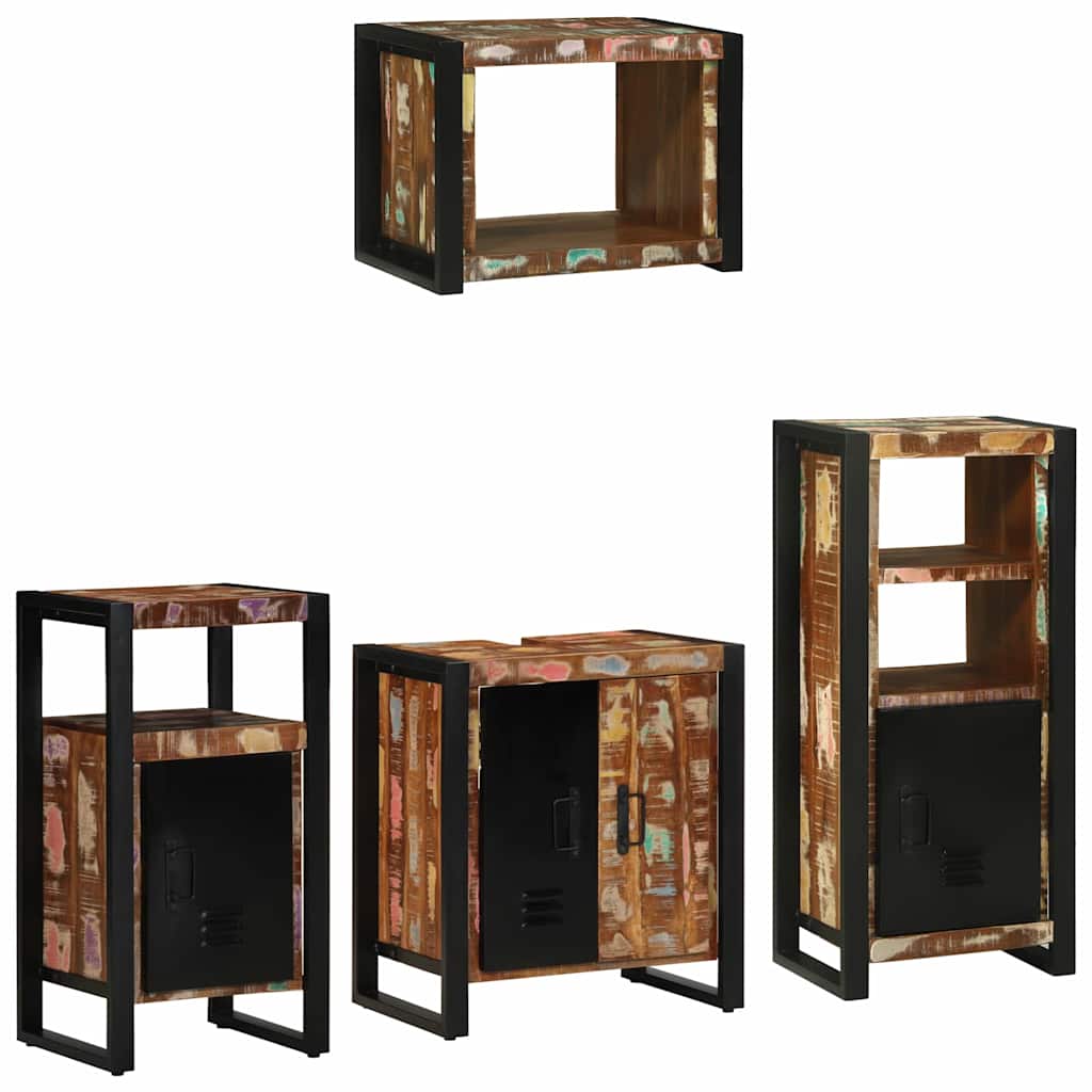 Bathroom Furniture Set 4 pcs Multicolour Solid Reclaimed Wood