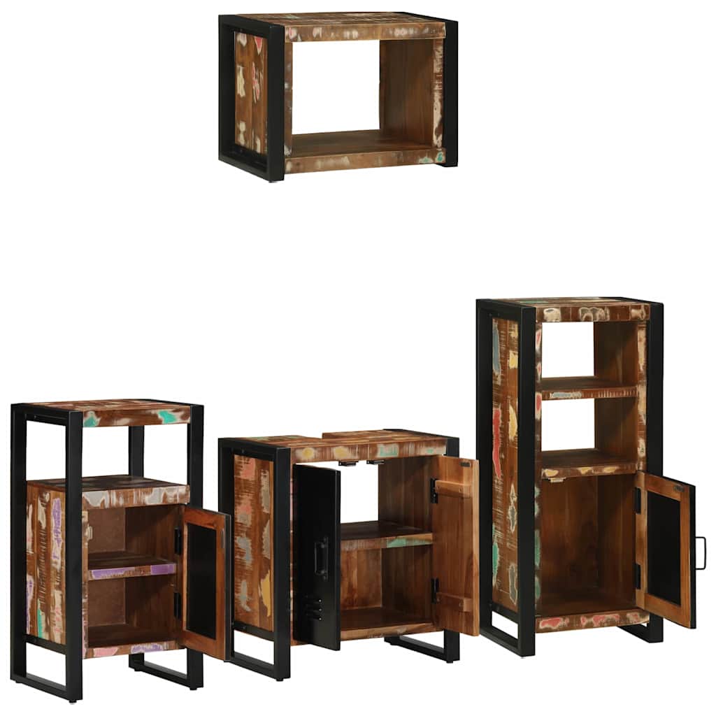Bathroom Furniture Set 4 pcs Multicolour Solid Reclaimed Wood