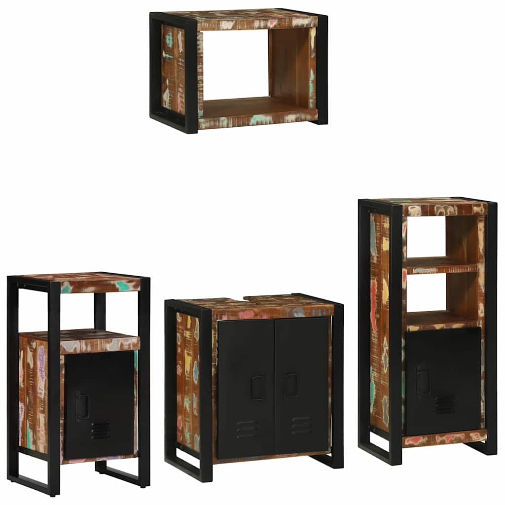 Bathroom Furniture Set 4 pcs Multicolour Solid Reclaimed Wood