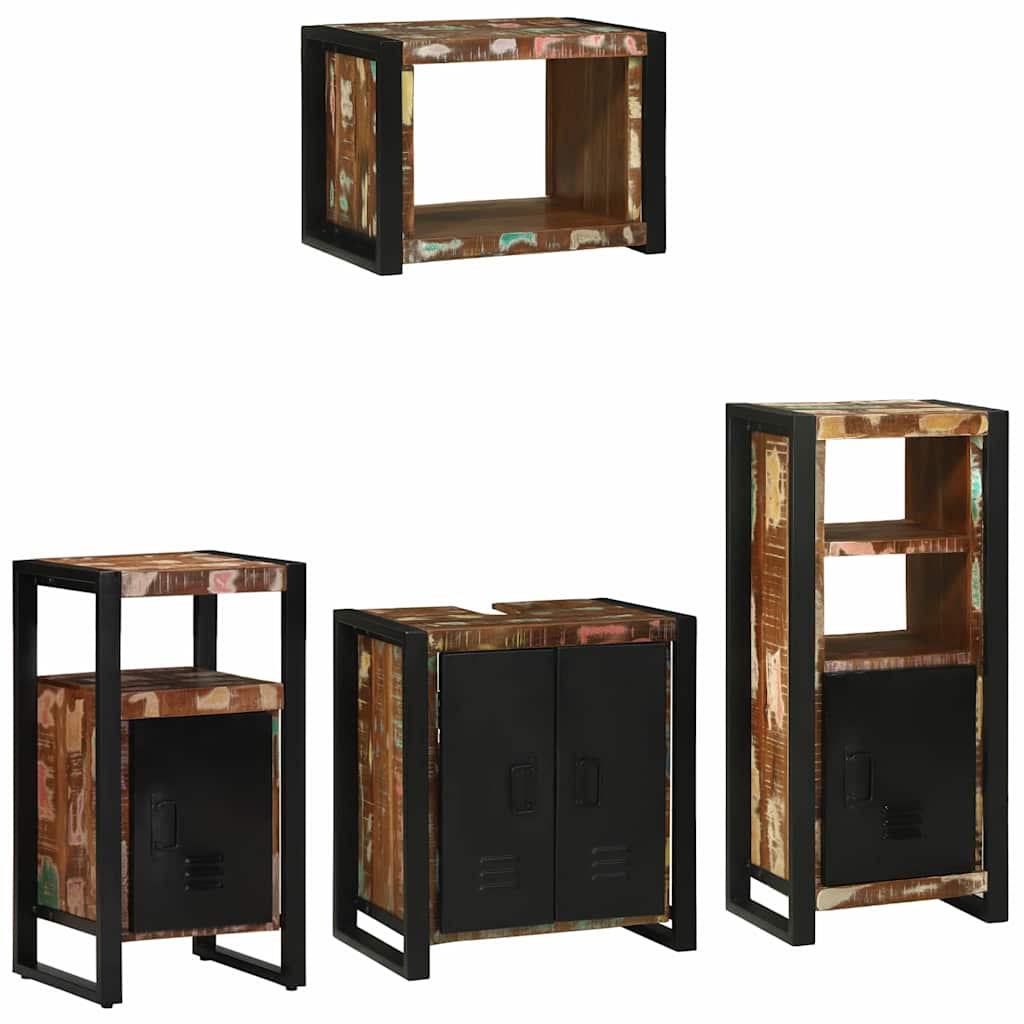 Bathroom Furniture Set 4 pcs Multicolour Solid Reclaimed Wood