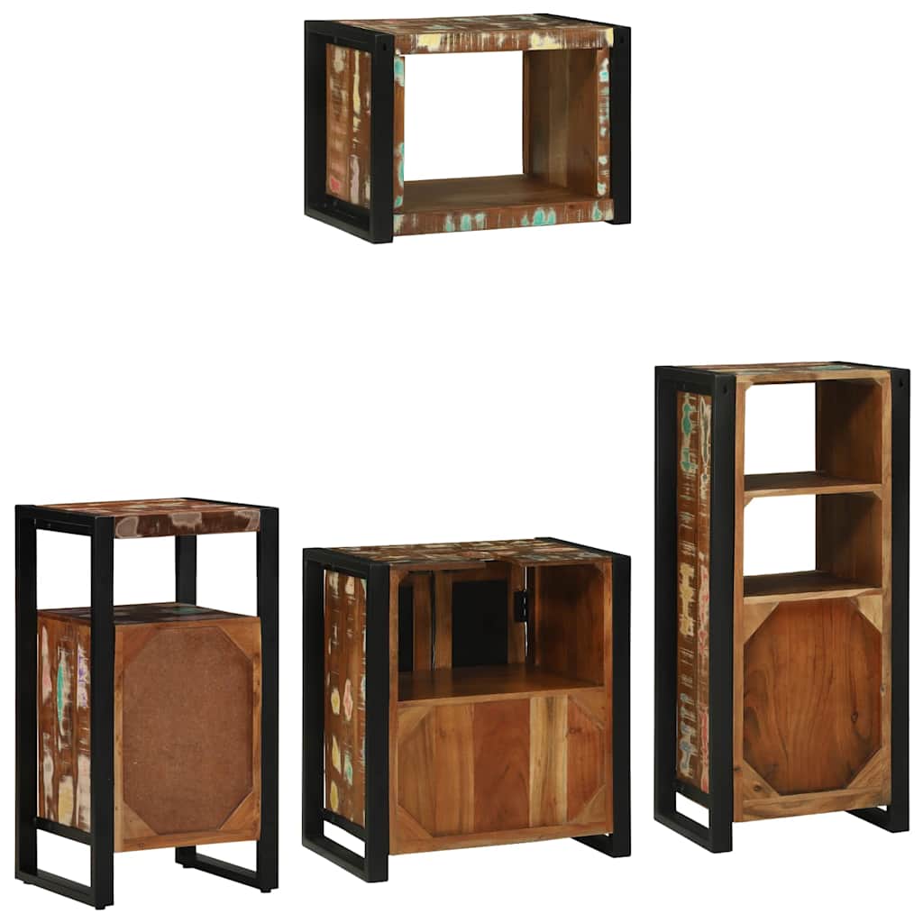 Bathroom Furniture Set 4 pcs Multicolour Solid Reclaimed Wood