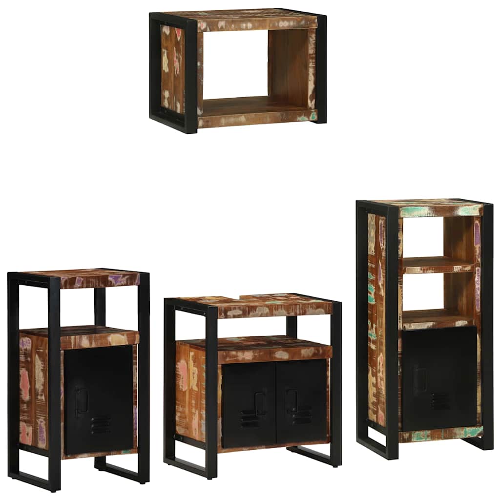 Bathroom Furniture Set 4 pcs Multicolour Solid Reclaimed Wood