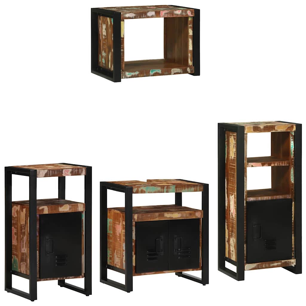 Bathroom Furniture Set 4 pcs Multicolour Solid Reclaimed Wood