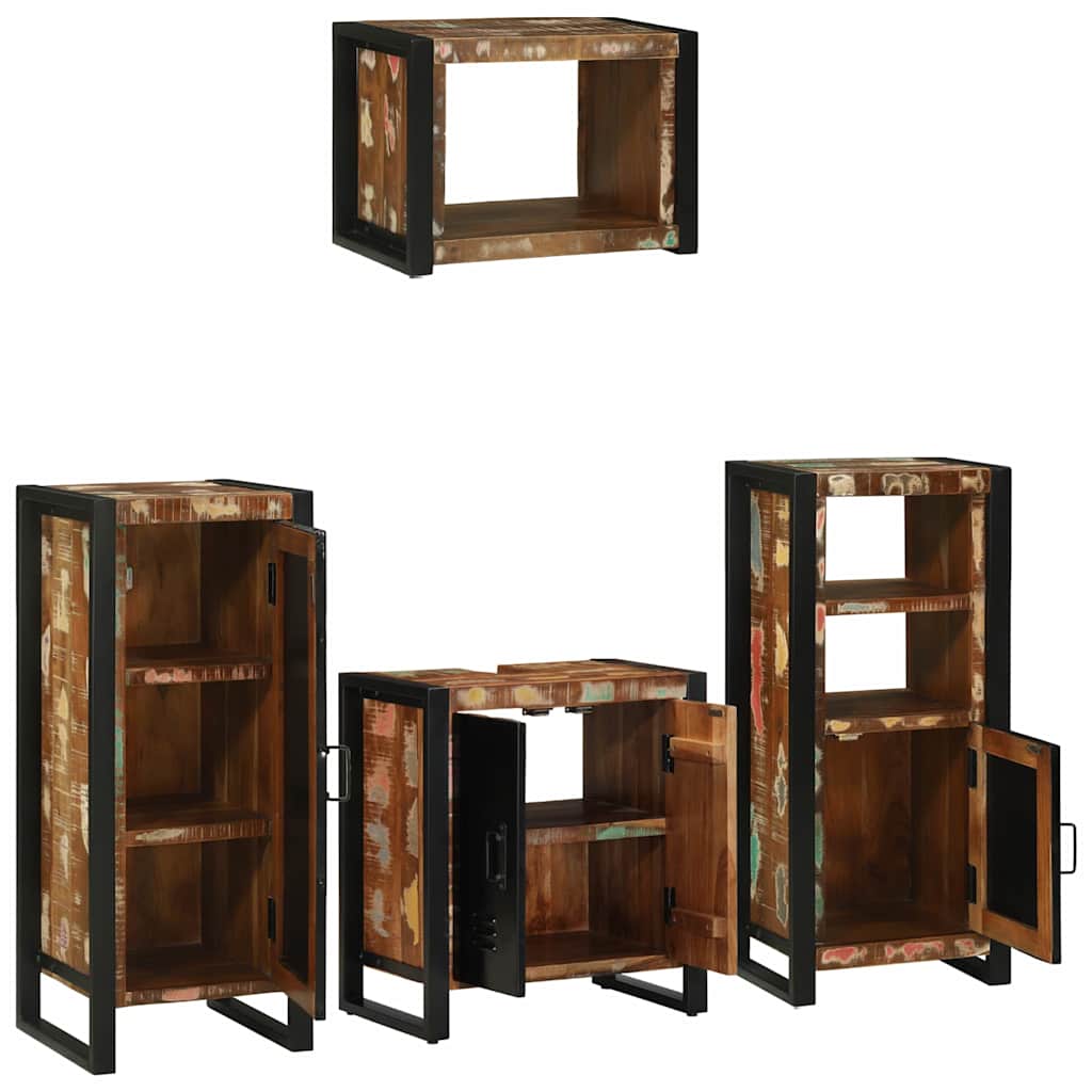 Bathroom Furniture Set 4 pcs Multicolour Solid Reclaimed Wood