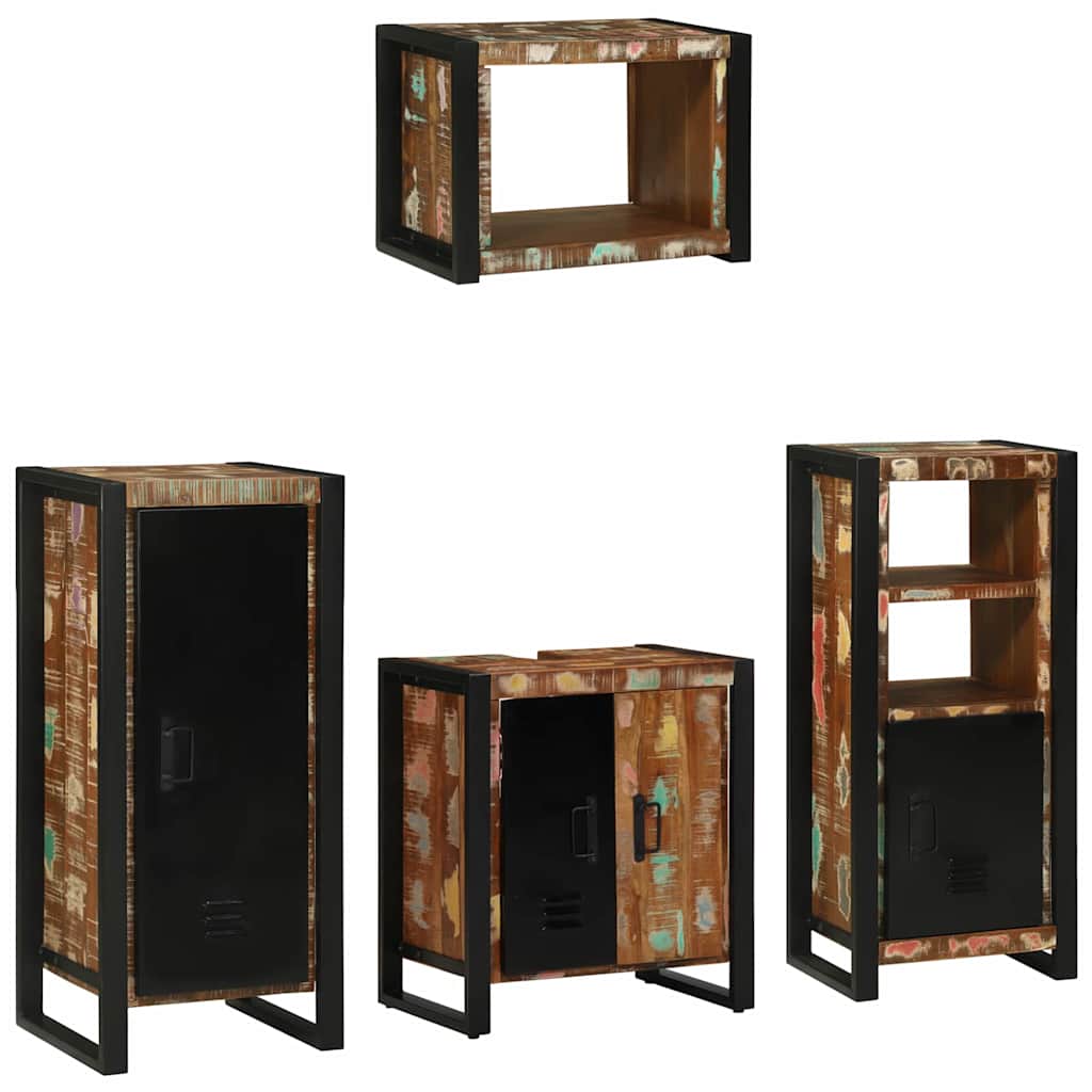 Bathroom Furniture Set 4 pcs Multicolour Solid Reclaimed Wood