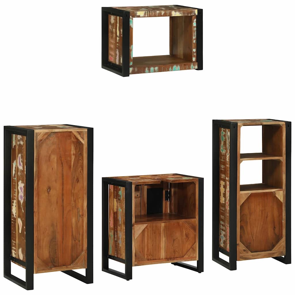 Bathroom Furniture Set 4 pcs Multicolour Solid Reclaimed Wood