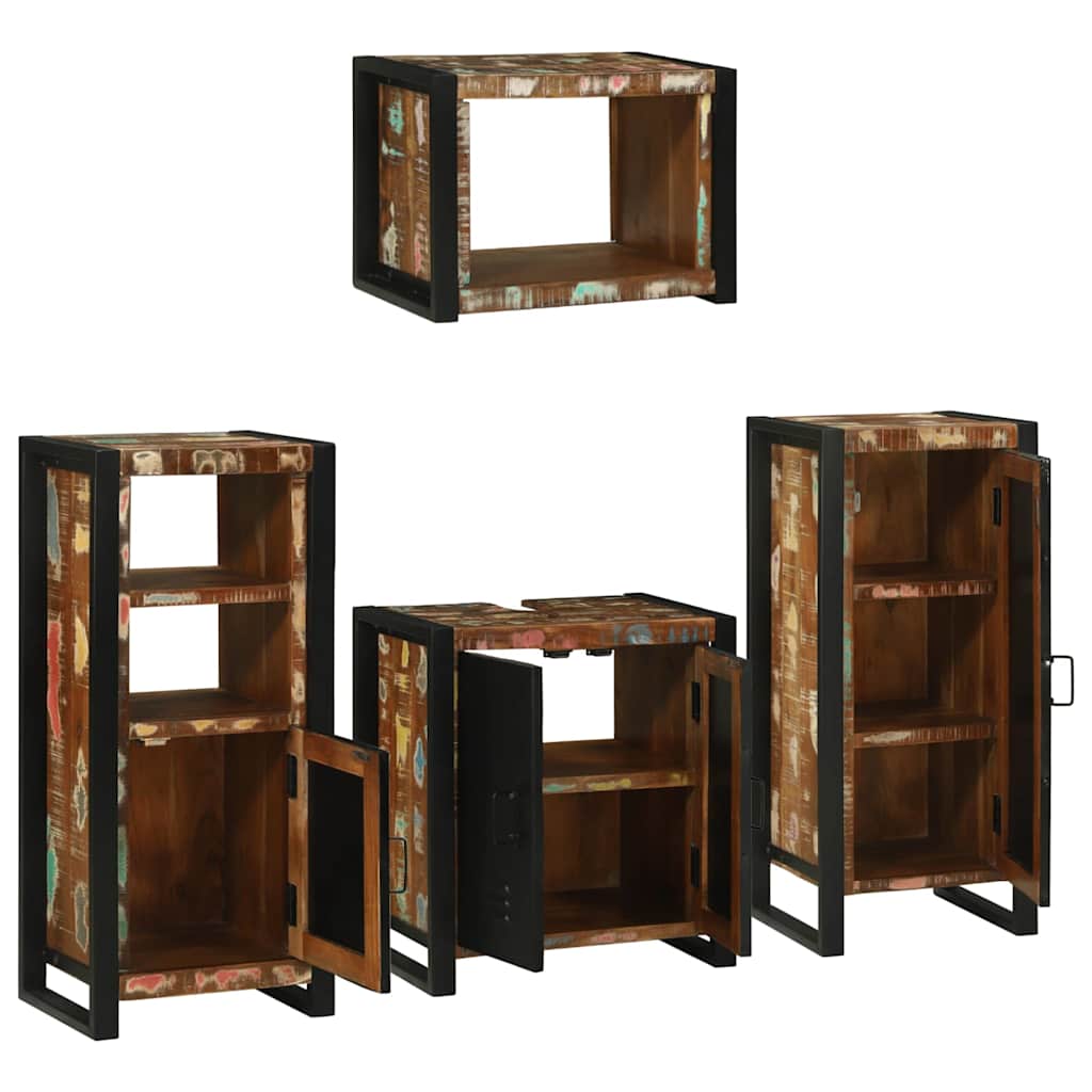 Bathroom Furniture Set 4 pcs Multicolour Solid Reclaimed Wood