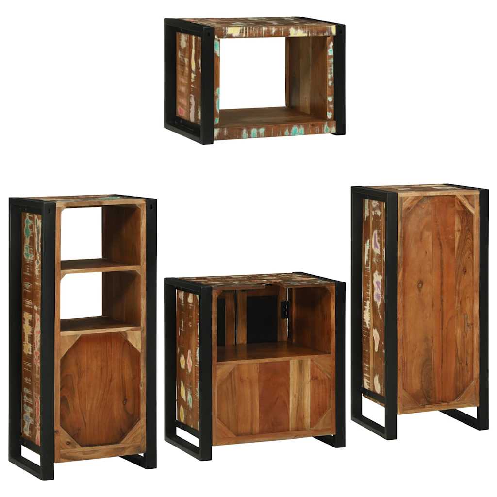 Bathroom Furniture Set 4 pcs Multicolour Solid Reclaimed Wood