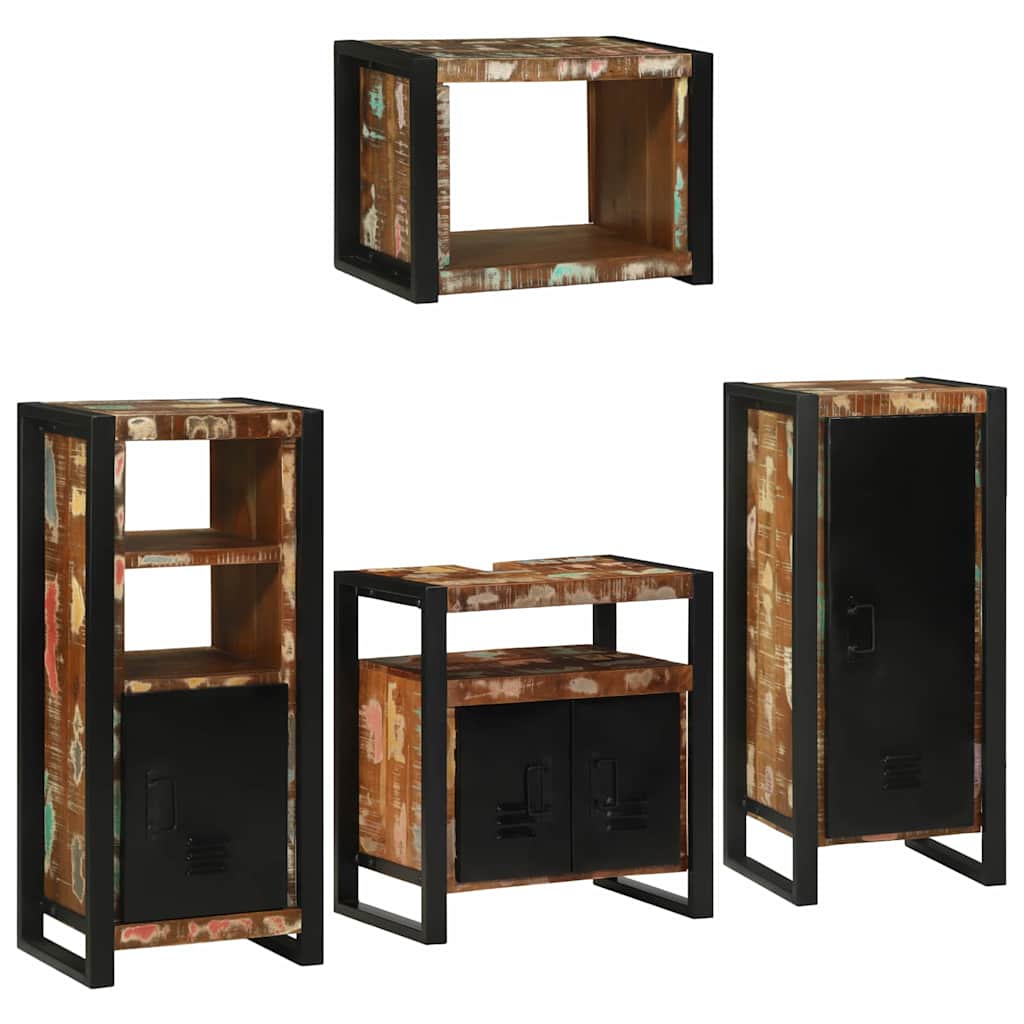 Bathroom Furniture Set 4 pcs Multicolour Solid Reclaimed Wood
