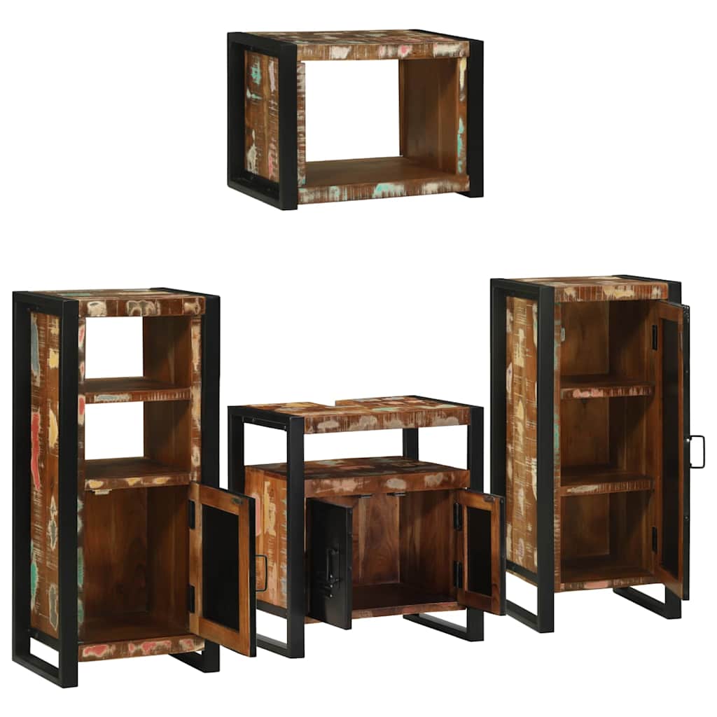 Bathroom Furniture Set 4 pcs Multicolour Solid Reclaimed Wood