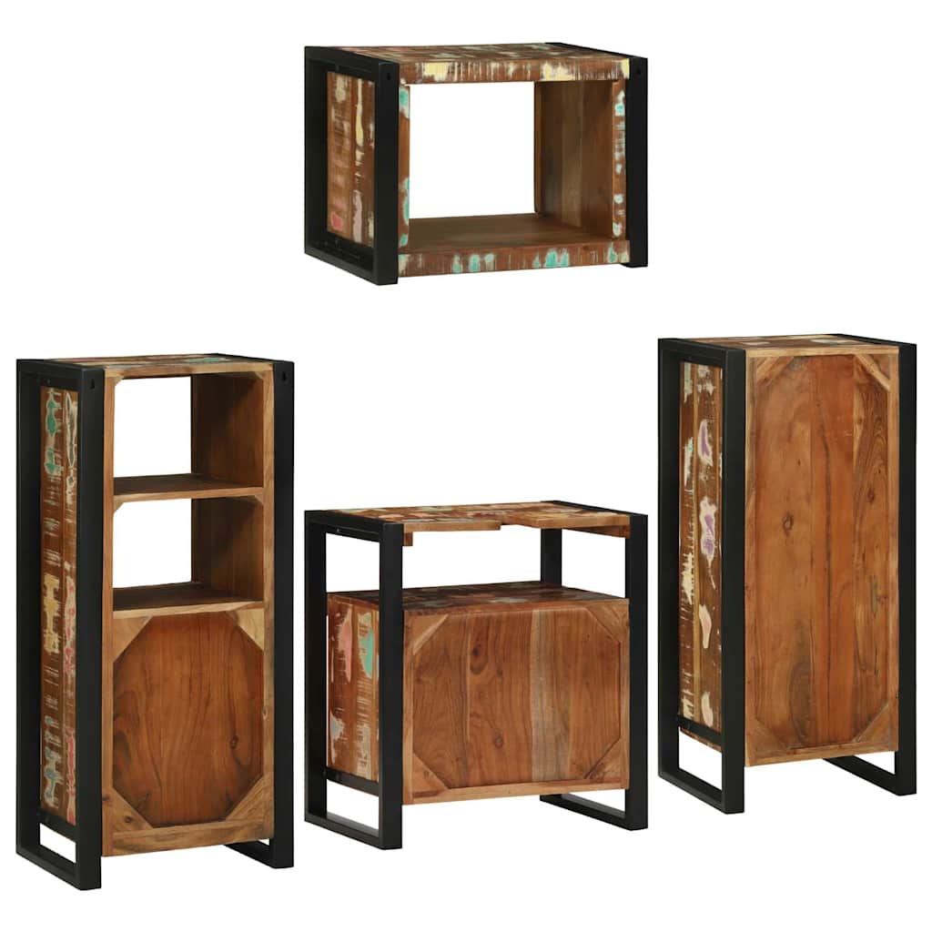 Bathroom Furniture Set 4 pcs Multicolour Solid Reclaimed Wood