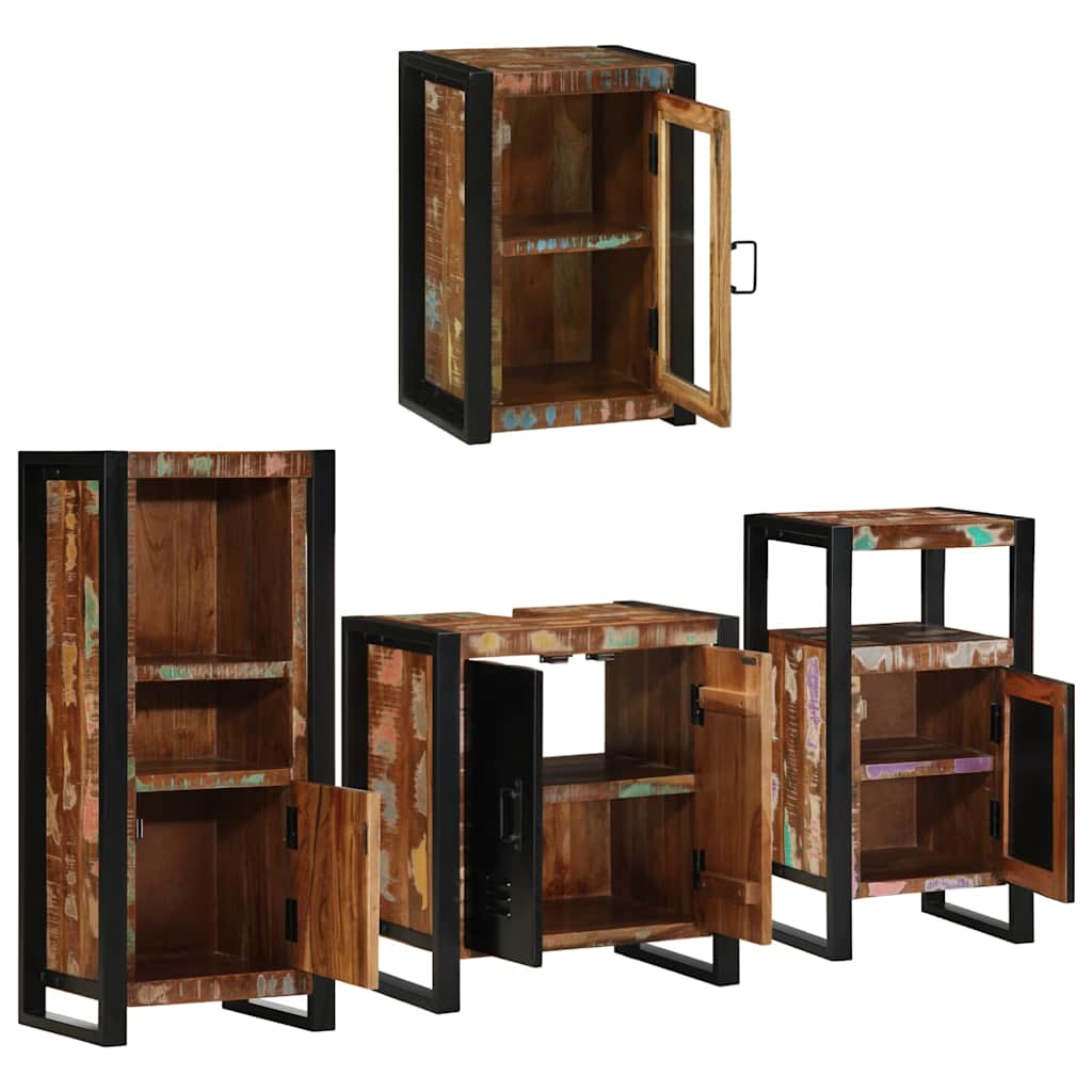 Bathroom Furniture Set 4 pcs Multicolour Solid Reclaimed Wood