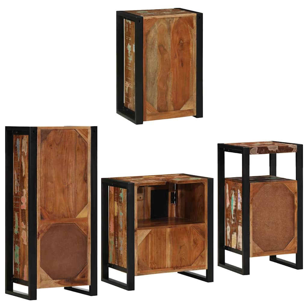 Bathroom Furniture Set 4 pcs Multicolour Solid Reclaimed Wood