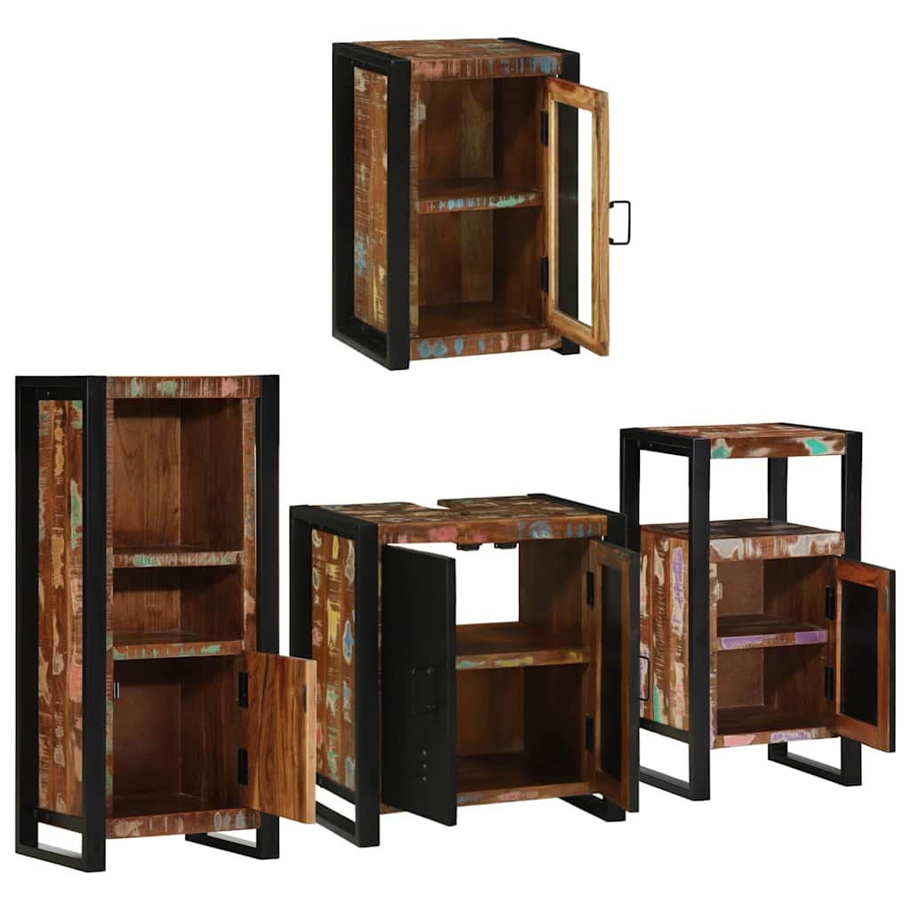 Bathroom Furniture Set 4 pcs Multicolour Solid Reclaimed Wood