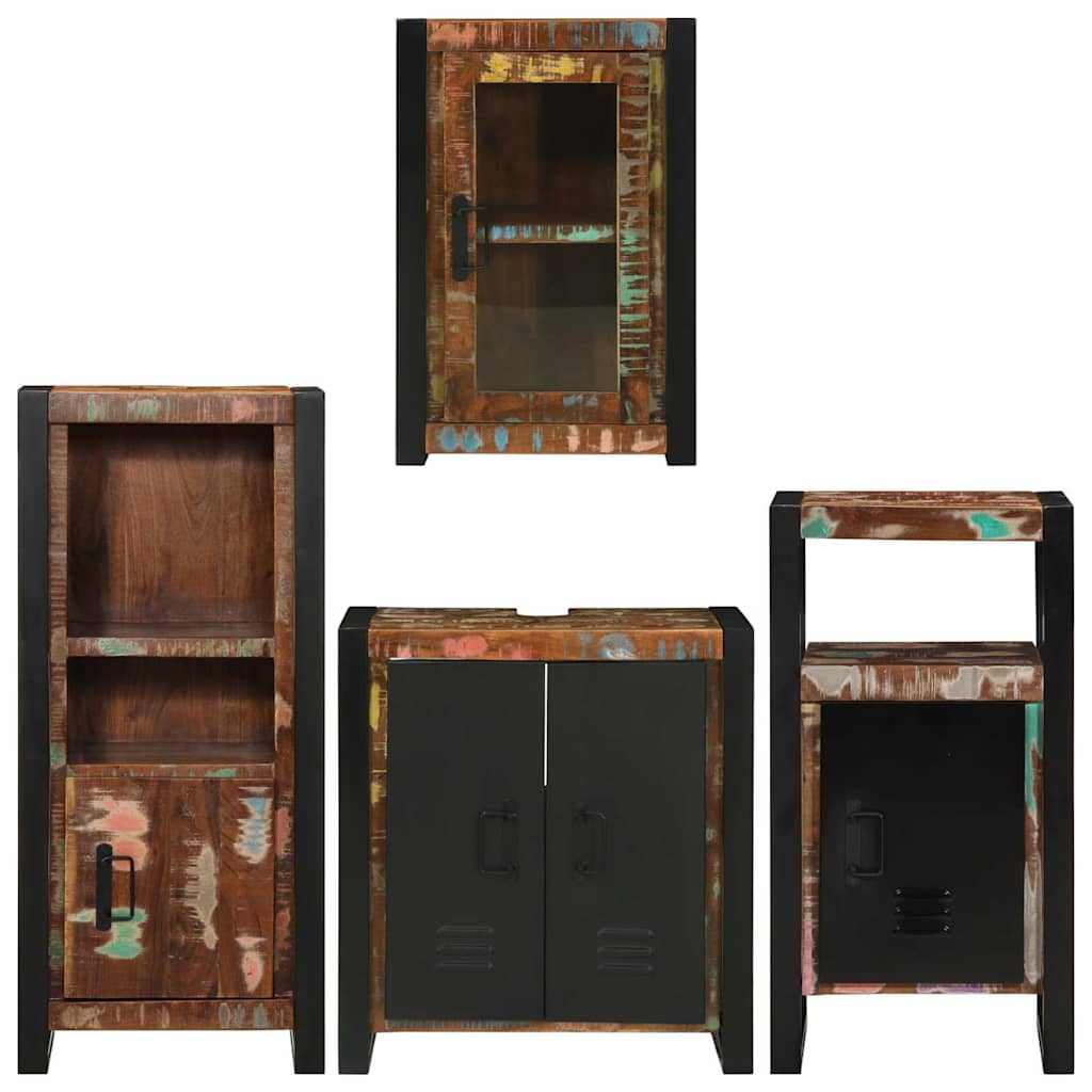 Bathroom Furniture Set 4 pcs Multicolour Solid Reclaimed Wood
