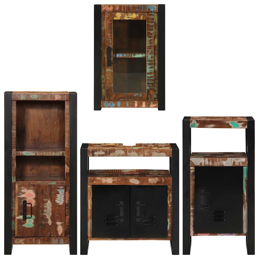 Bathroom Furniture Set 4 pcs Multicolour Solid Reclaimed Wood