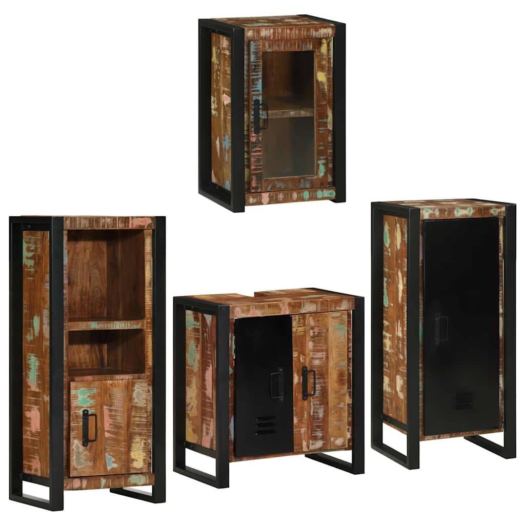 Bathroom Furniture Set 4 pcs Multicolour Solid Reclaimed Wood
