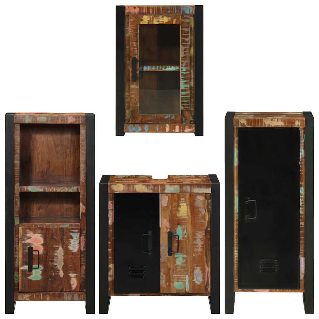 Bathroom Furniture Set 4 pcs Multicolour Solid Reclaimed Wood
