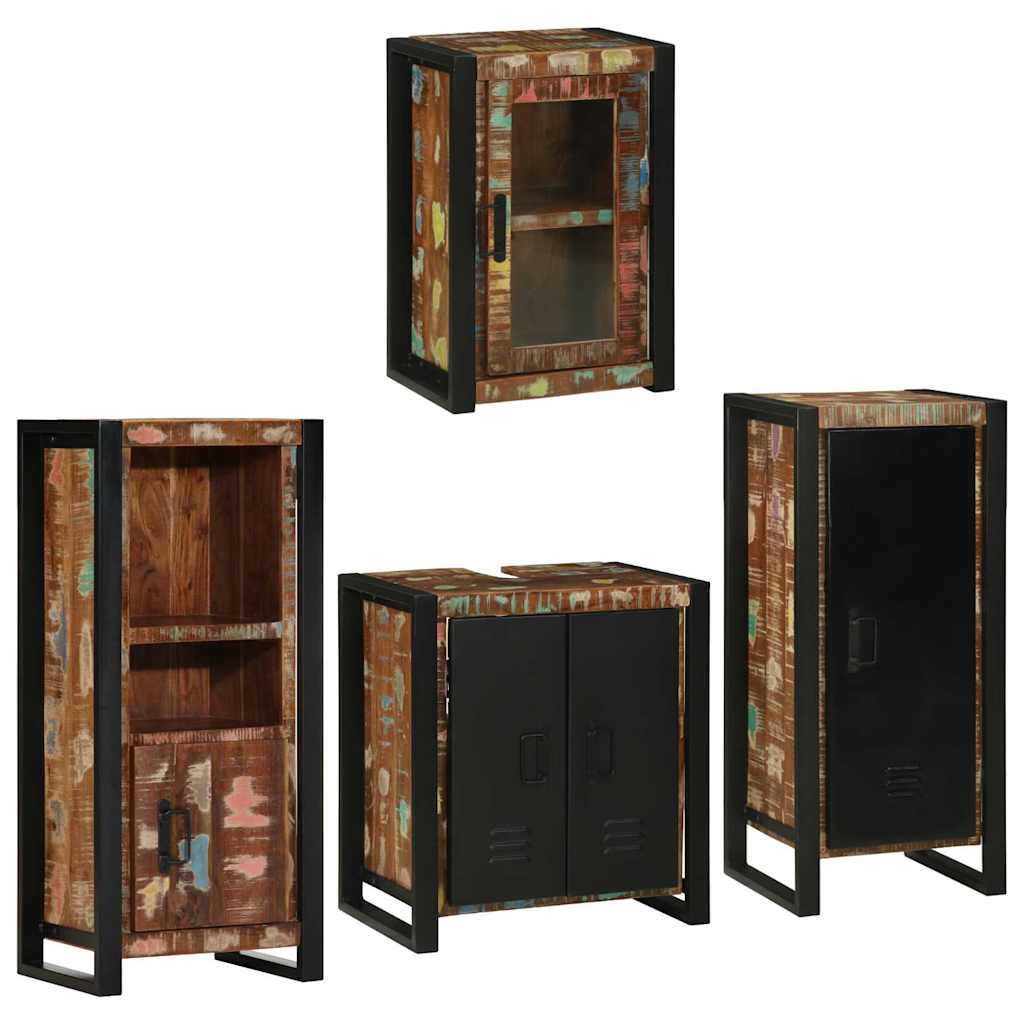 Bathroom Furniture Set 4 pcs Multicolour Solid Reclaimed Wood