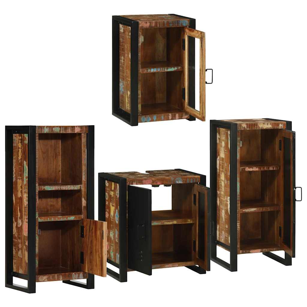 Bathroom Furniture Set 4 pcs Multicolour Solid Reclaimed Wood
