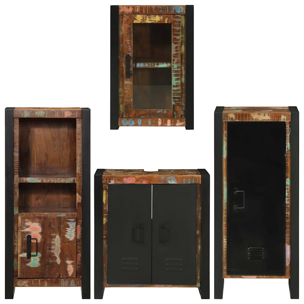 Bathroom Furniture Set 4 pcs Multicolour Solid Reclaimed Wood