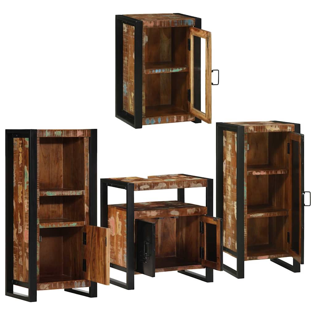Bathroom Furniture Set 4 pcs Multicolour Solid Reclaimed Wood