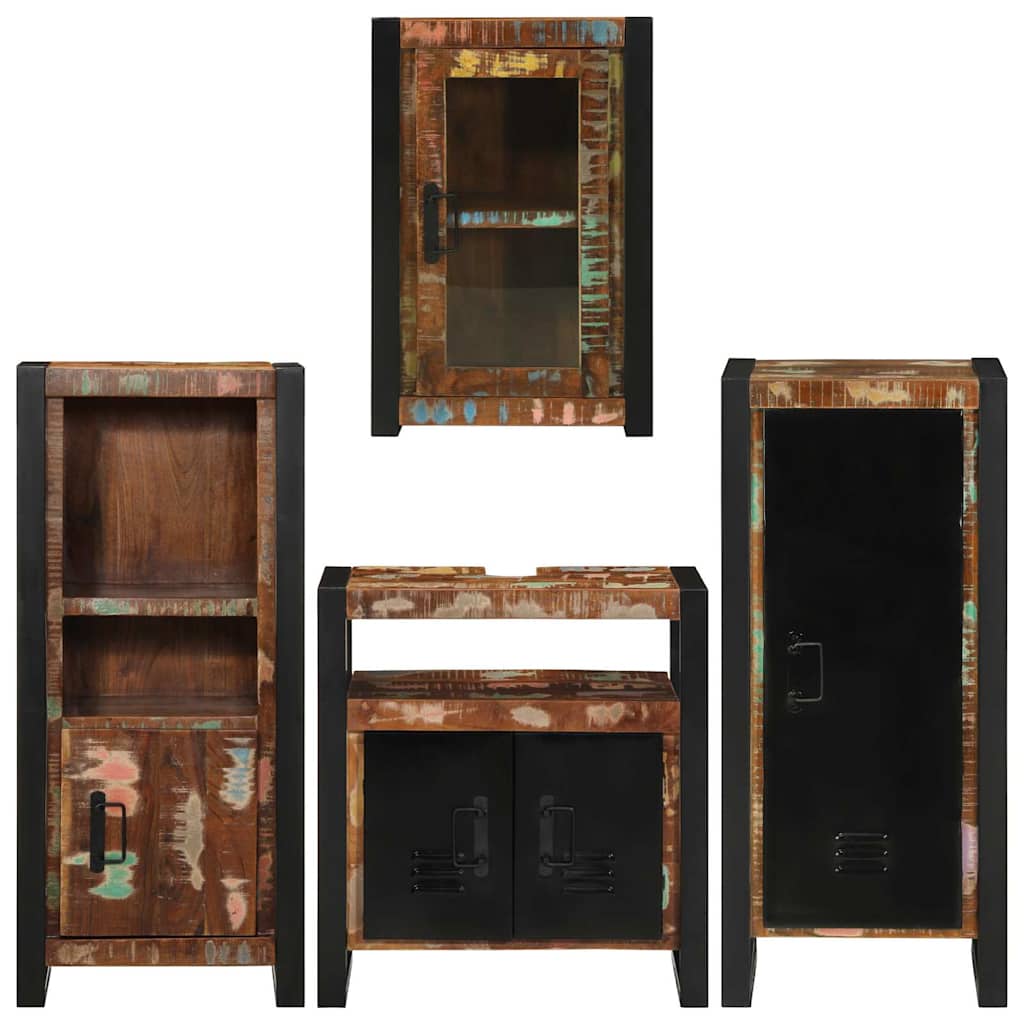 Bathroom Furniture Set 4 pcs Multicolour Solid Reclaimed Wood
