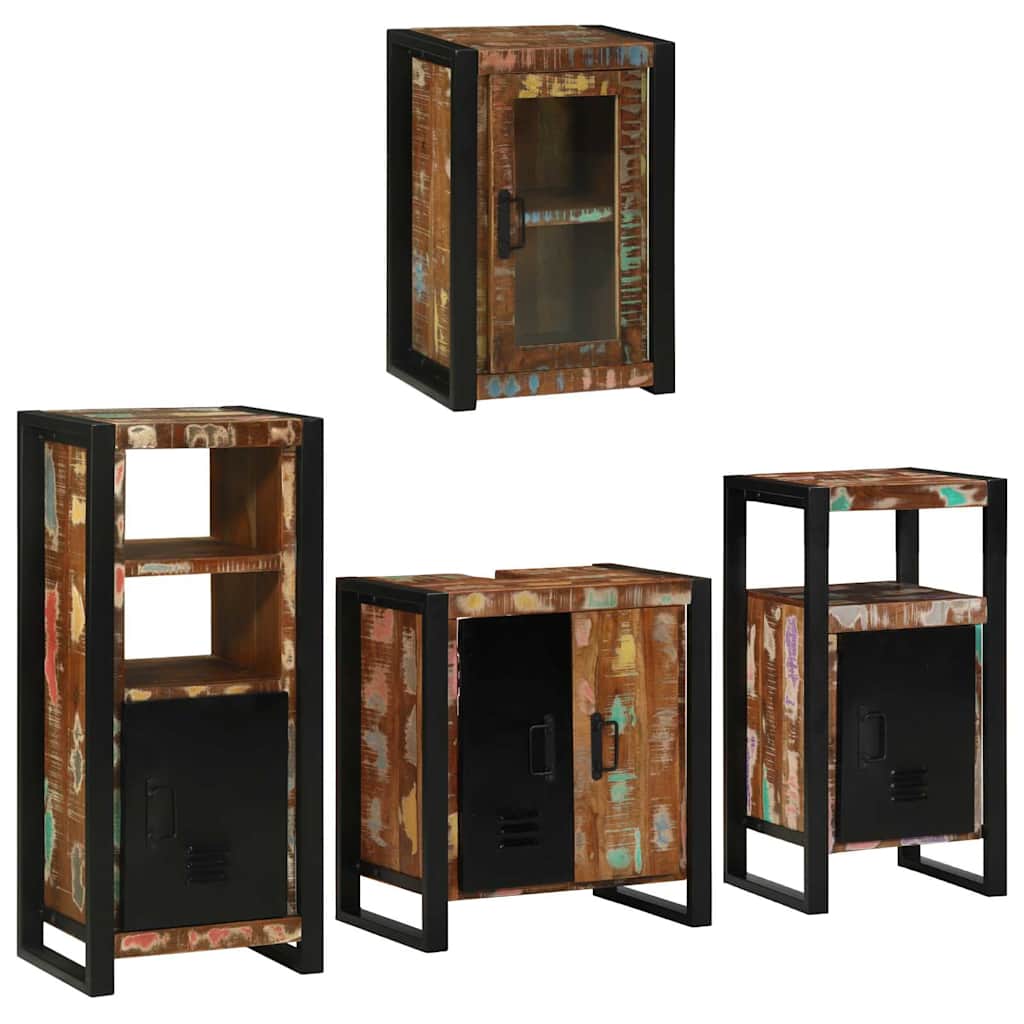 Bathroom Furniture Set 4 pcs Multicolour Solid Reclaimed Wood