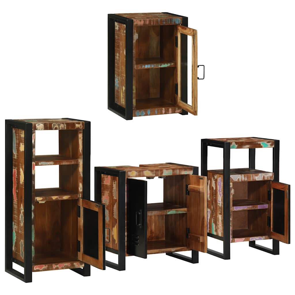 Bathroom Furniture Set 4 pcs Multicolour Solid Reclaimed Wood