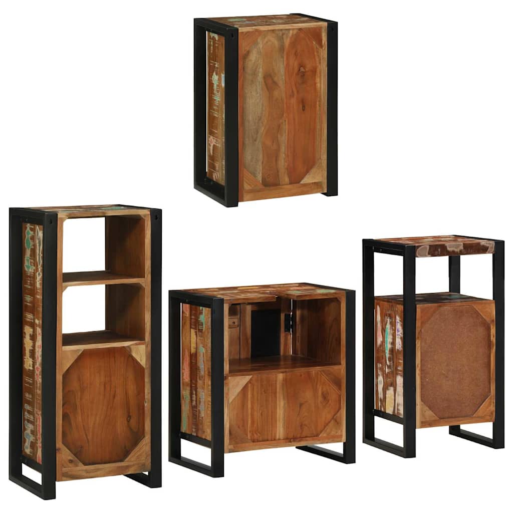 Bathroom Furniture Set 4 pcs Multicolour Solid Reclaimed Wood