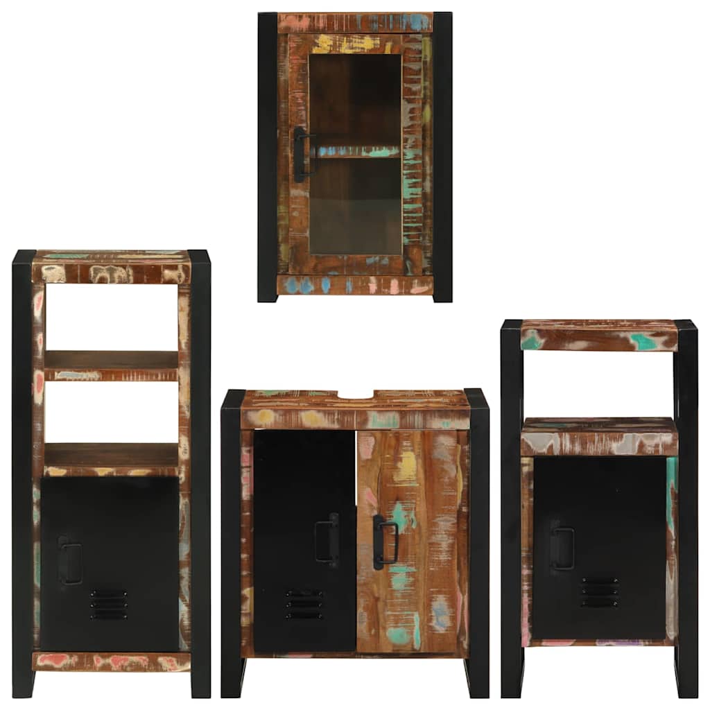 Bathroom Furniture Set 4 pcs Multicolour Solid Reclaimed Wood