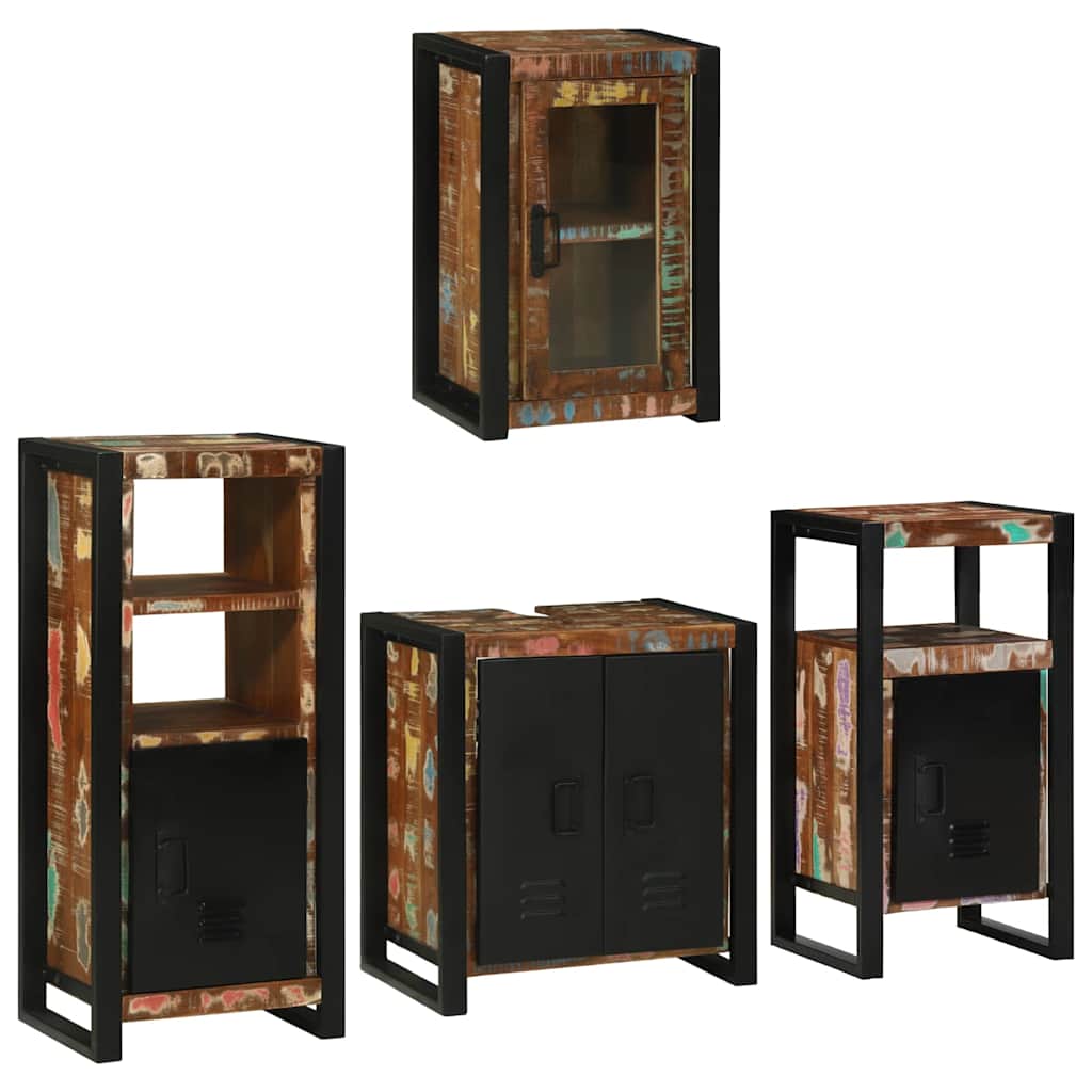 Bathroom Furniture Set 4 pcs Multicolour Solid Reclaimed Wood