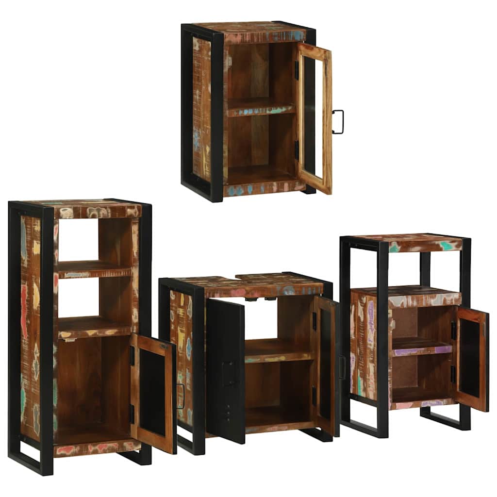Bathroom Furniture Set 4 pcs Multicolour Solid Reclaimed Wood